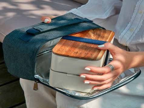 Bento + Lunch bag 11h58, Blanc / Bleu jeans