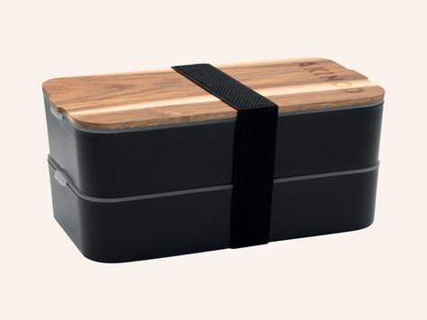 Bento + Lunch bag 11h58, Noir / Gris chiné