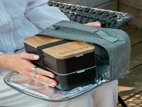 Bento + Lunch bag 11h58, Black / Heather grey